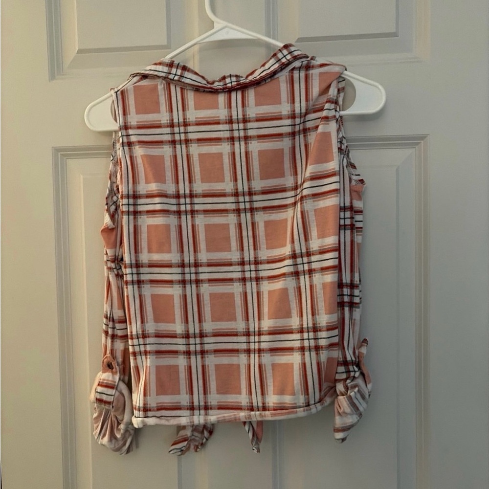 Passport Plaid Sleeveless Blouse - Pink and White